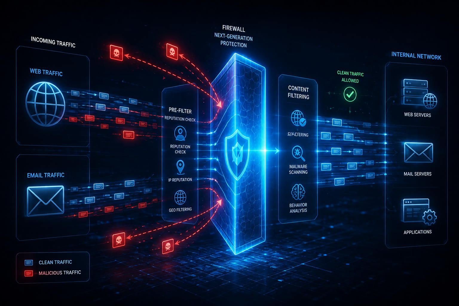 WAF and Mail Security Filtering Traffic