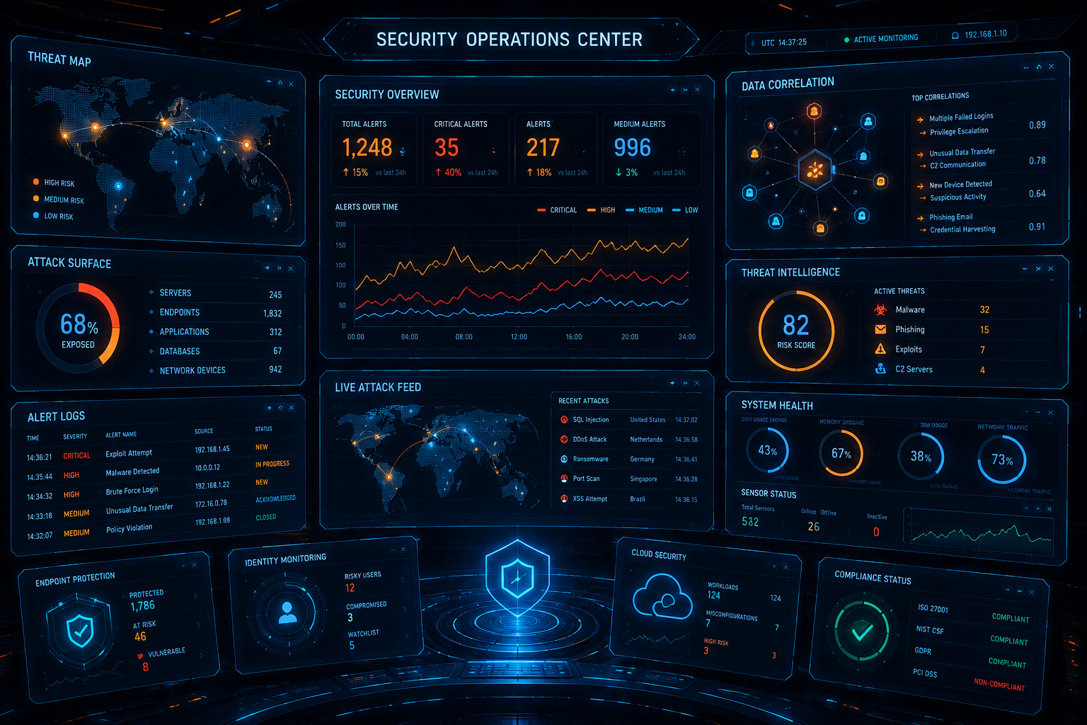 SOC Dashboard and SIEM Correlation